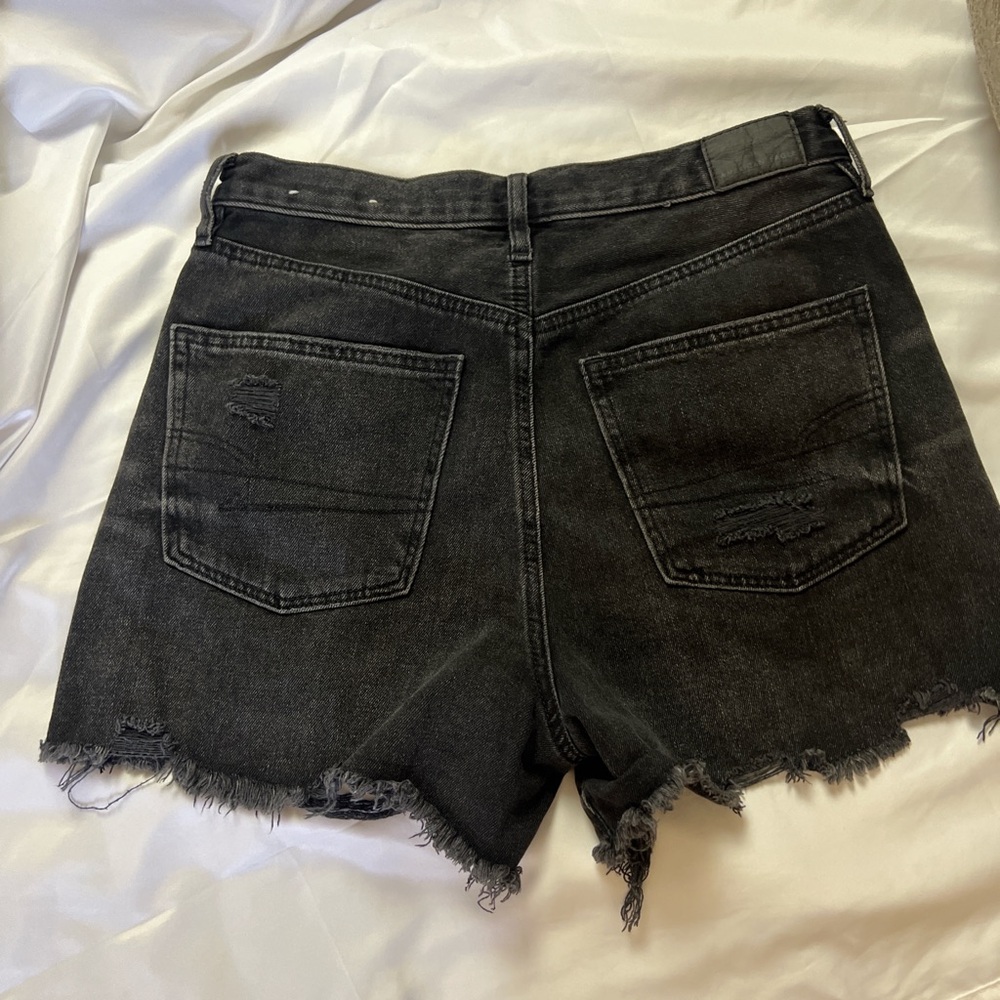 American Eagle Outfitters Black Jean Shorts Distressed Frayed Hem